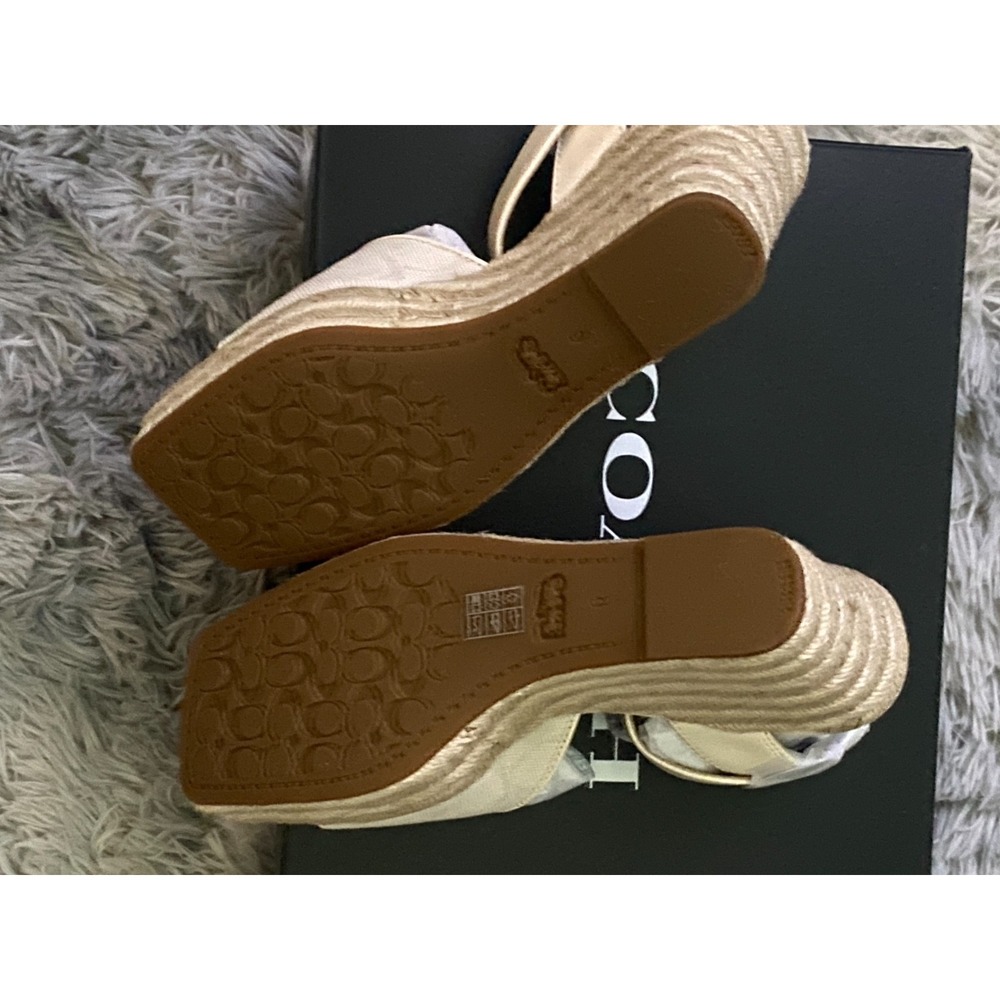 Women's COACH Signature C Espadrille Wedge Sandals Chalk Size 6 New With Tags - Picture 9 of 9